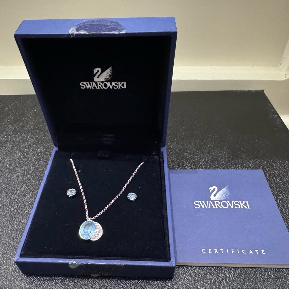 Swarovski Silver and Blue Necklace Set